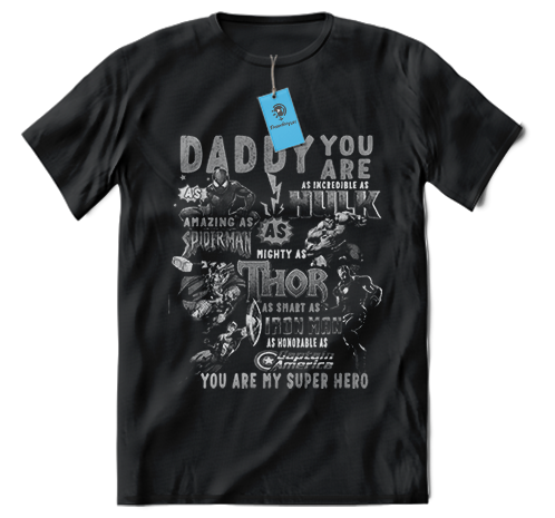 Papa heroe blanco y negro - Dia del padre - marvel